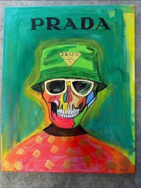 Prada Multicolor Skull with Green Bucket Hat “Cover Yourself in Color”
